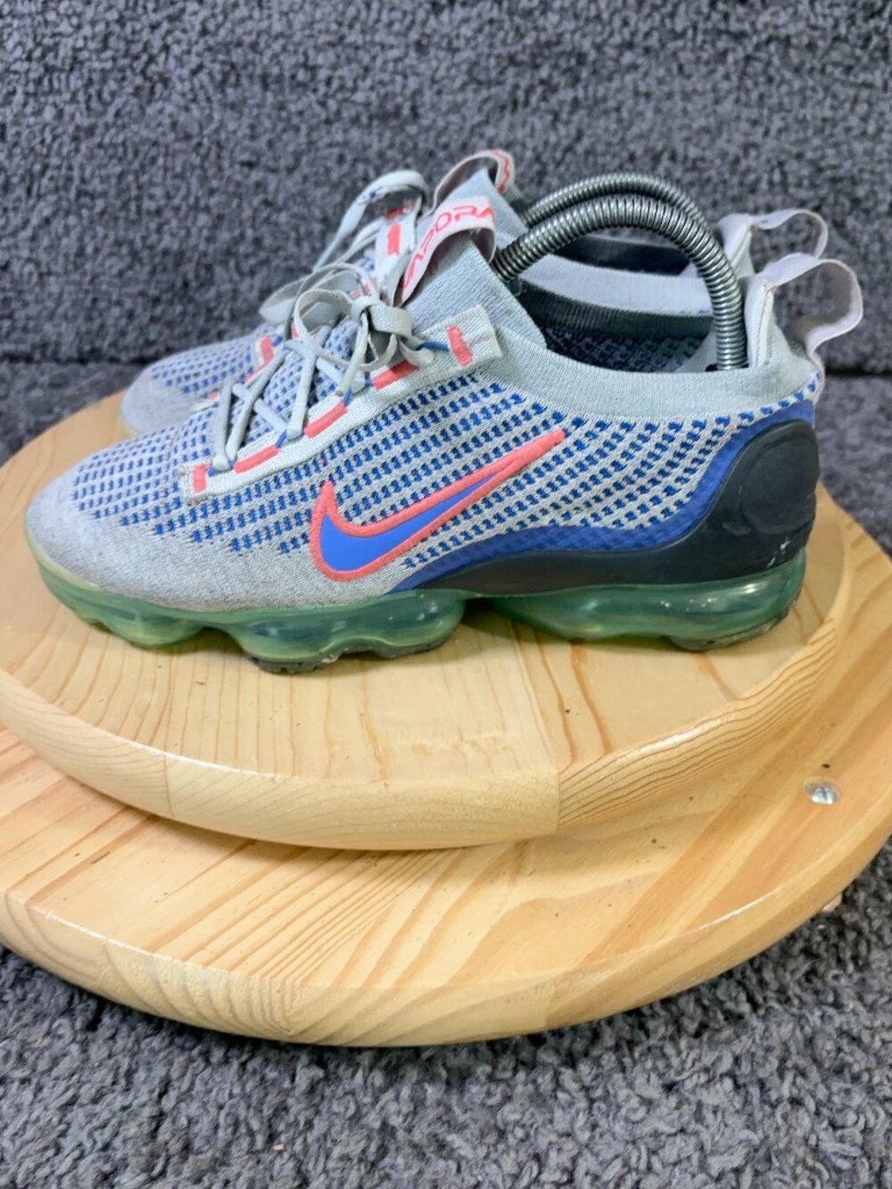 Nike Air VaporMax Flyknit 2021 Running Shoes Mens Size 7 Wolf Grey Blue Sneakers